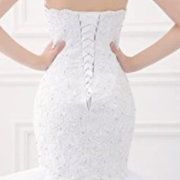 Strapless Mermaid Sweetheart Wedding Gown with Lace Bodice-Brand New-Never Worn - Picture 5 of 10